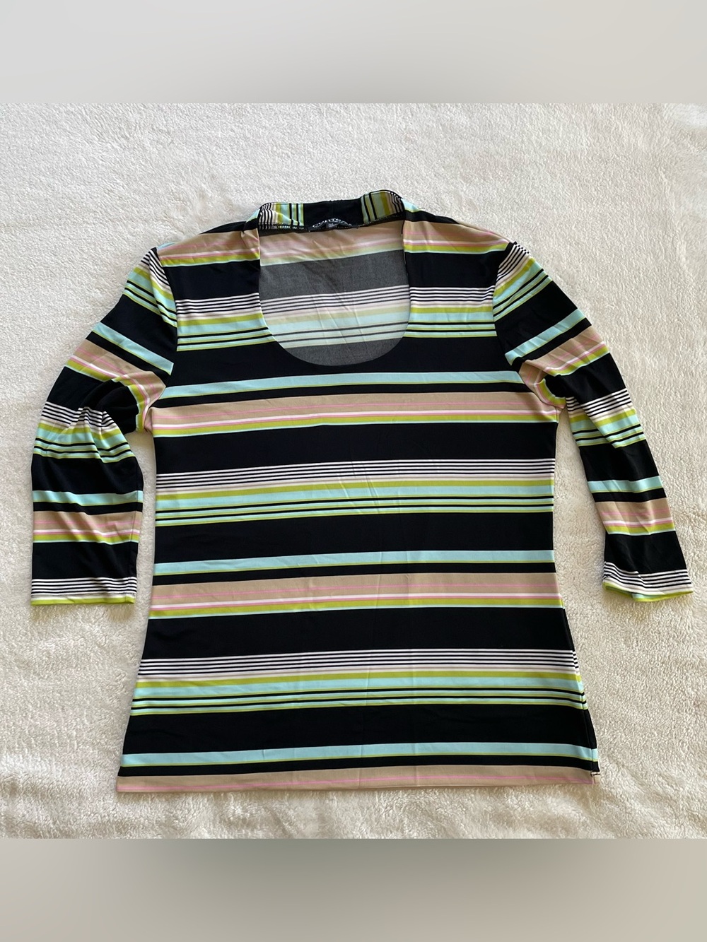 Context Black and Pastel Multi Stripe Blouse size L